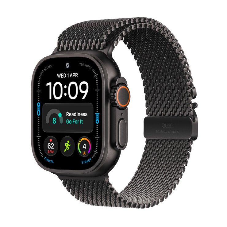 Apple Watch Ultra 4 GPS + Cellular 49mm Black Titanium Case with Black Titanium Milanese Loop Apple Watch Ultra 4 GPS + Cellular 49mm Black Titanium Case with Black Titanium Milanese Loop