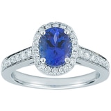 0.42ctw Diamond with Blue Sapphire Oval Ring