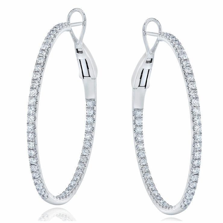 18KT White Gold VS2 I 1.60ctw Diamond Hoop Earrings 18KT White Gold VS2 I 1.60ctw Diamond Hoop Earrings