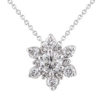 14KT White Gold 0.25ctw Diamond 6 Petal Flower Pendant