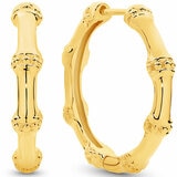 18KT Yellow Gold Bamboo Style Hoop Earrings