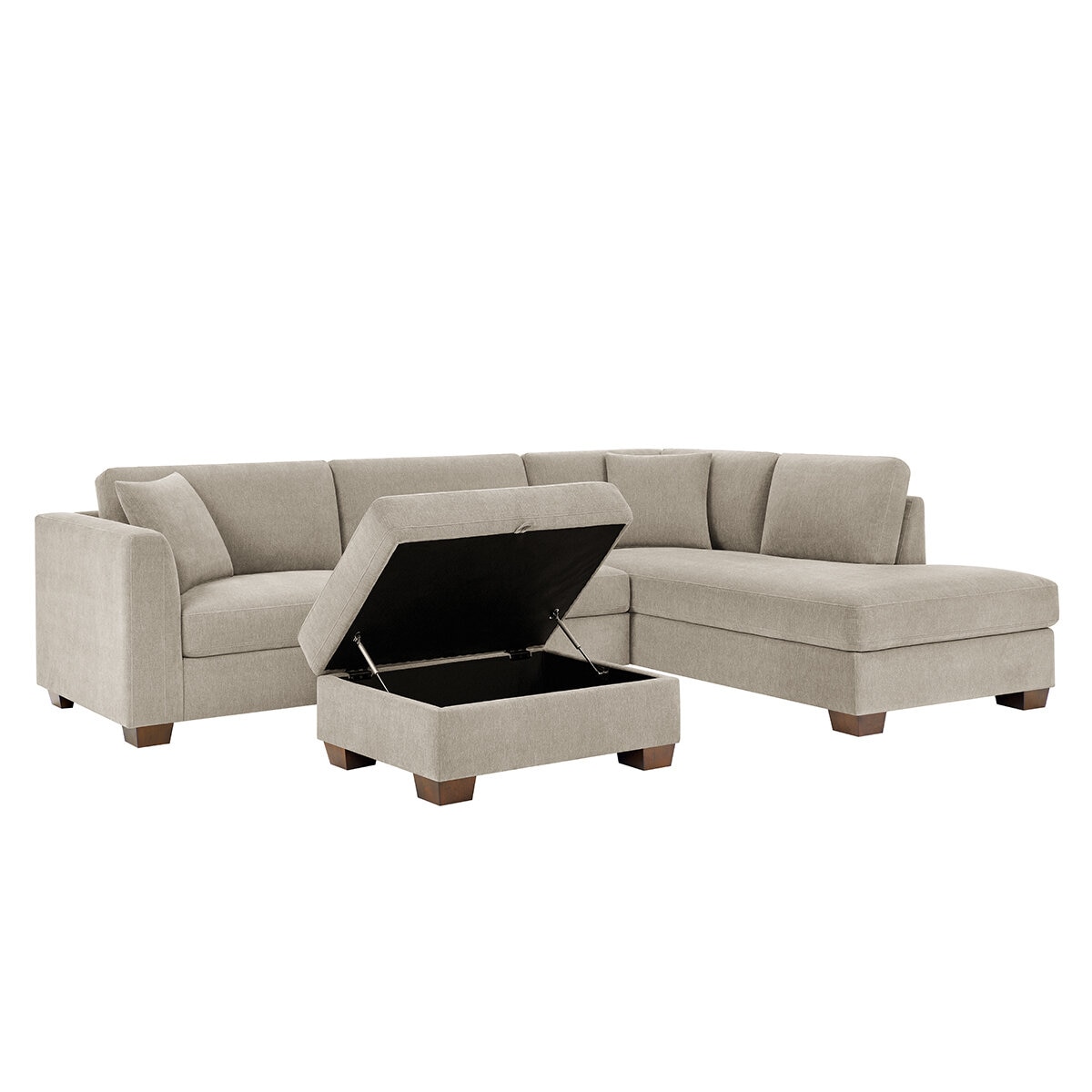 Thomasville Fabric Sectional With Storage Ottoman