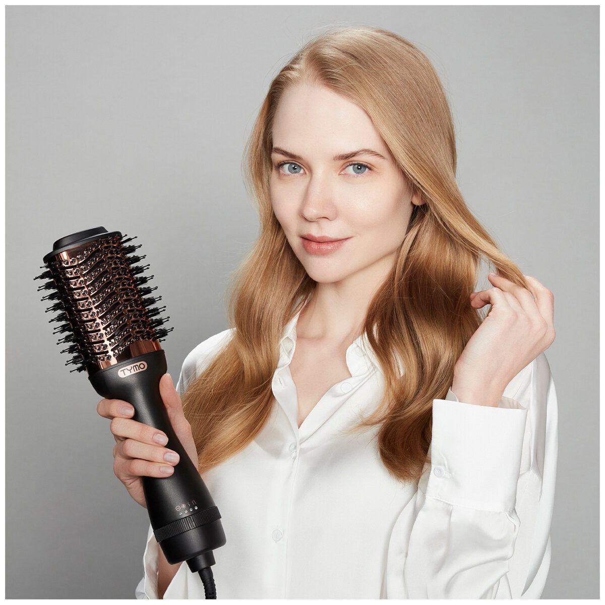 Tymo Hot Air Brush Ionic Hair Dryer and Volumiser Black and Champaign Gold HC300