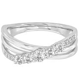 18KT White Gold 0.50ctw Round Diamond Wave Ring