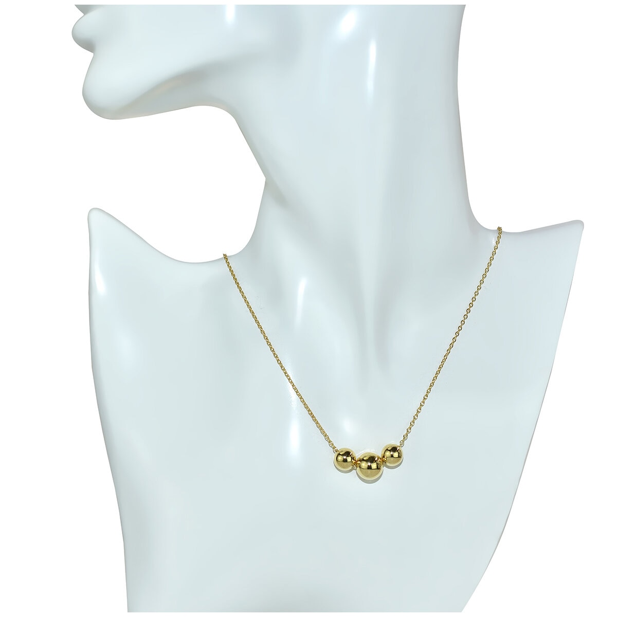 14KT Yellow Gold 3 Globes Chain Necklace 40-45cm