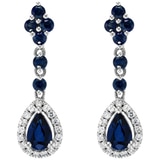 0.18ctw Diamond with Blue Sapphire Pear Drop Earrings