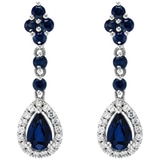 0.18ctw Diamond with Blue Sapphire Pear Drop Earrings