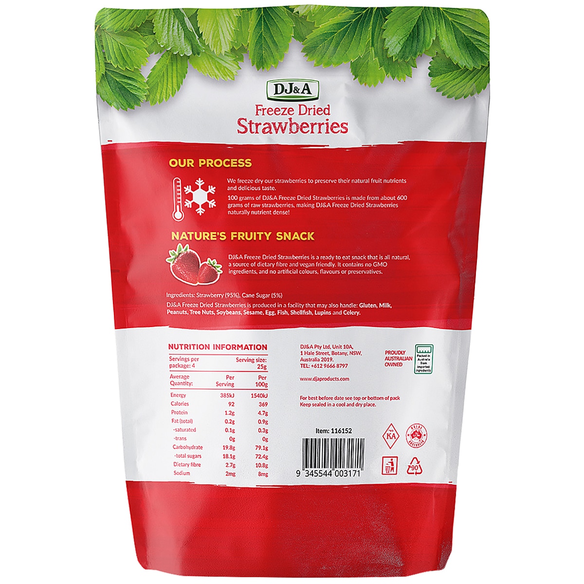 DJ & A Freeze Dried Strawberries 100g