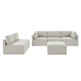 Thomasville 6PC Fabric Modular Sectional with Ottoman Light Grey