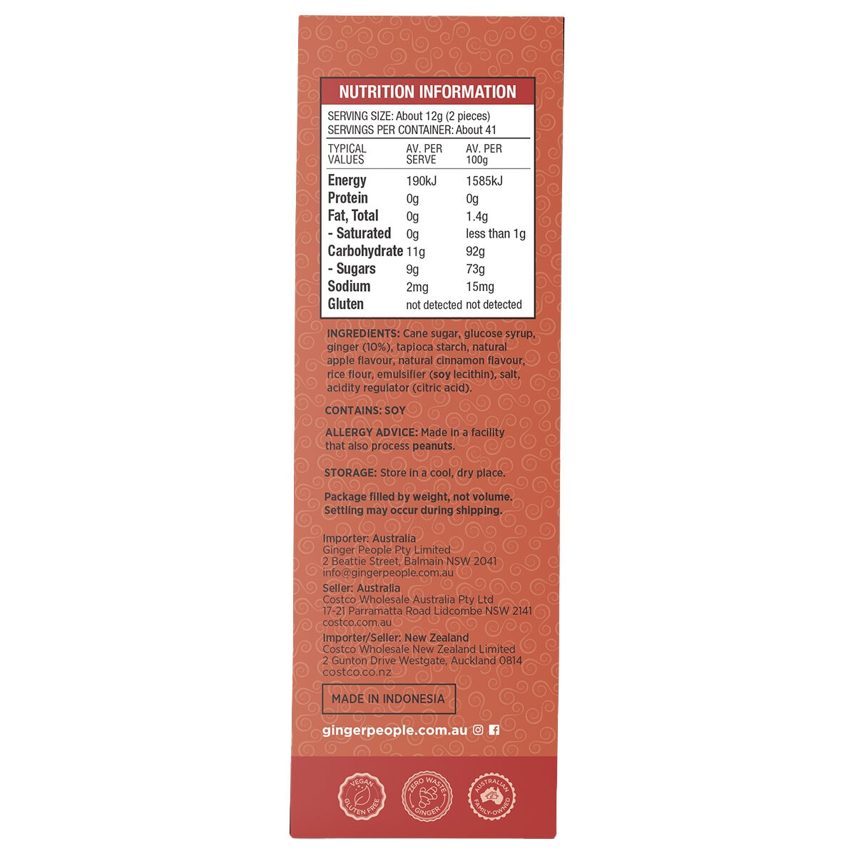 Gin Gins Spicy Apple Ginger Chew 500g