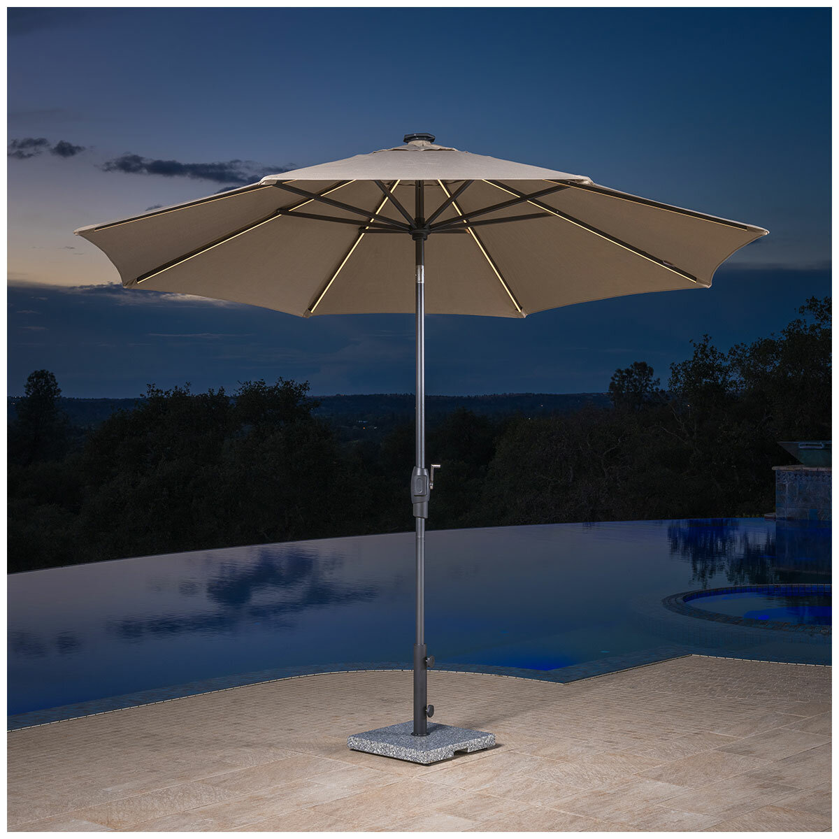 SunVilla Tan LED Market Umbrella 3M