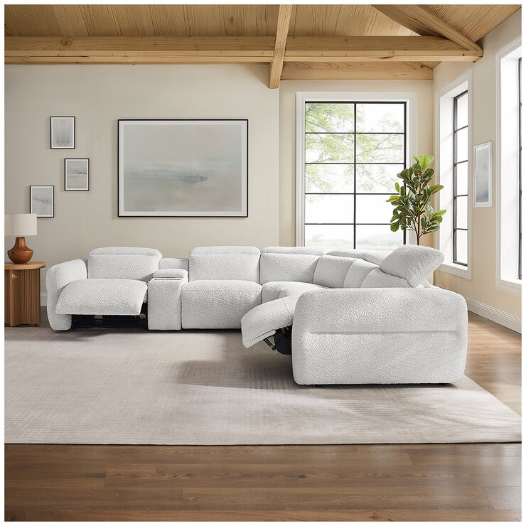 Aiden & Ivy Fabric Power Reclining Sectional With Power Headrests