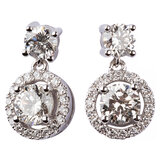 18KT White Gold 2.16ctw Diamond Drop Earrings 0.60ctw Centre