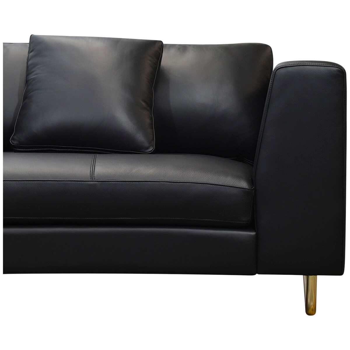 Moran Arcadia Extended Leather Chaise Sofa Onyx