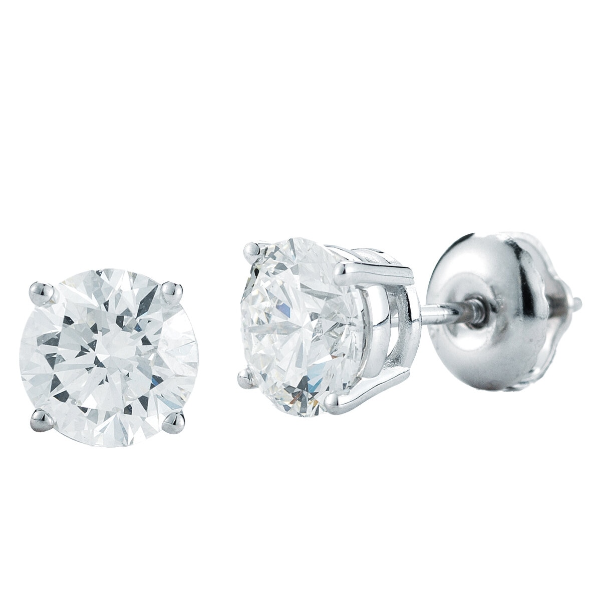 18KT White Gold 1.50ctw Round Brilliant Cut Diamond Stud Earrings
