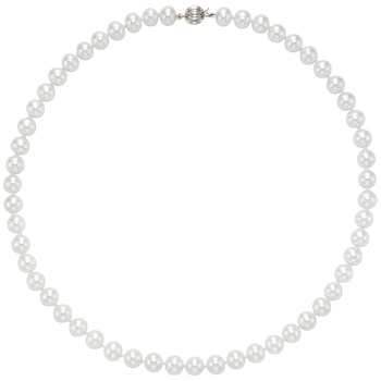 18KT White Gold White Freshwater Pearl Strand Necklace
