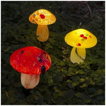 Infinity X1 Solar Landscape Light Glass Mushroom 3 Pack