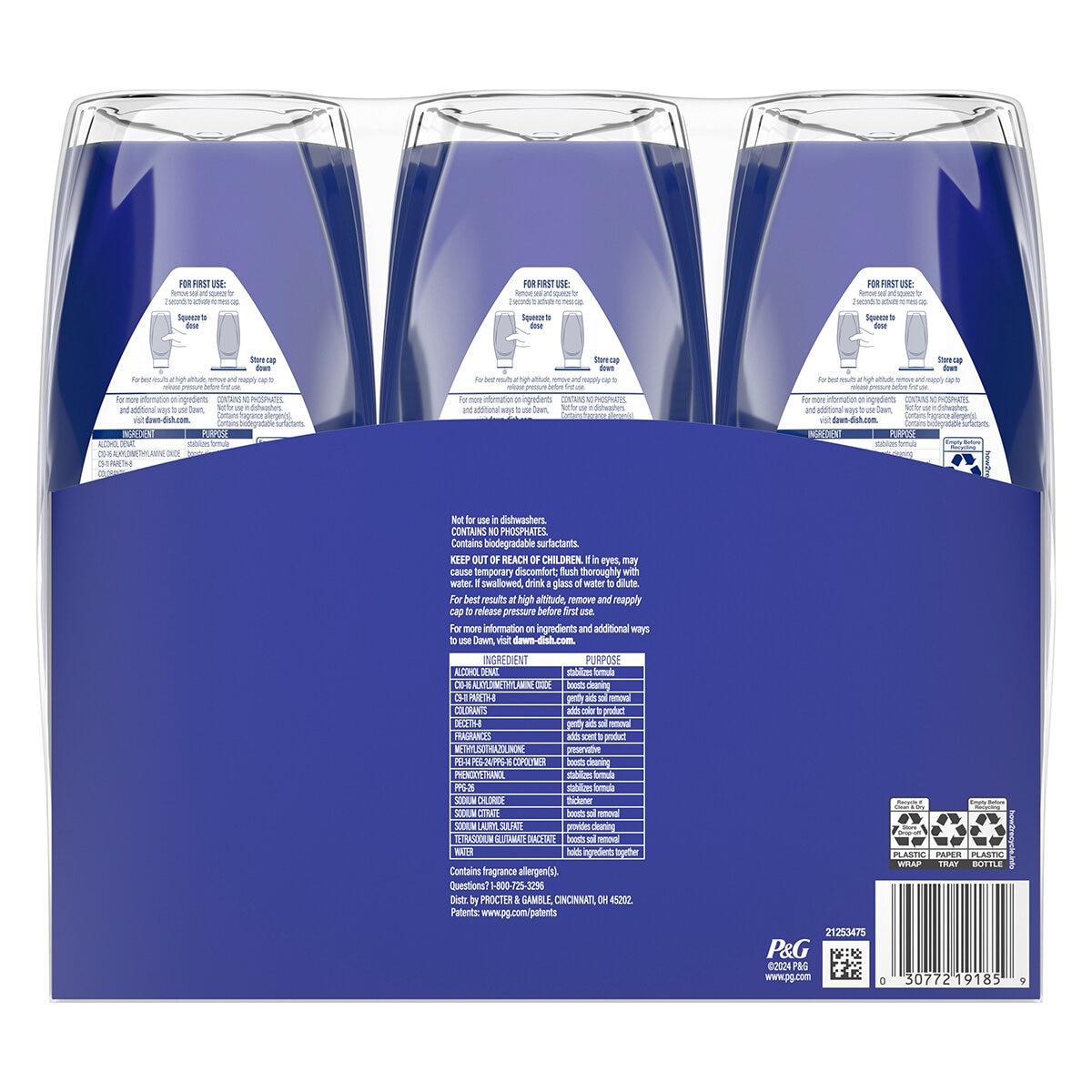 Dawn Platinum EZ Squeeze 3 x 606ml