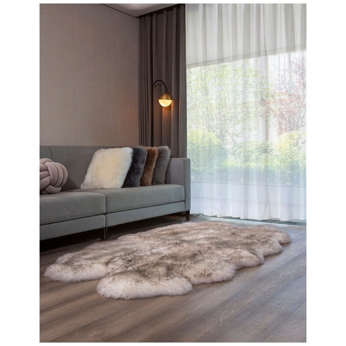 Windward Sexto Sheepskin Rug White Brown Costco Australia