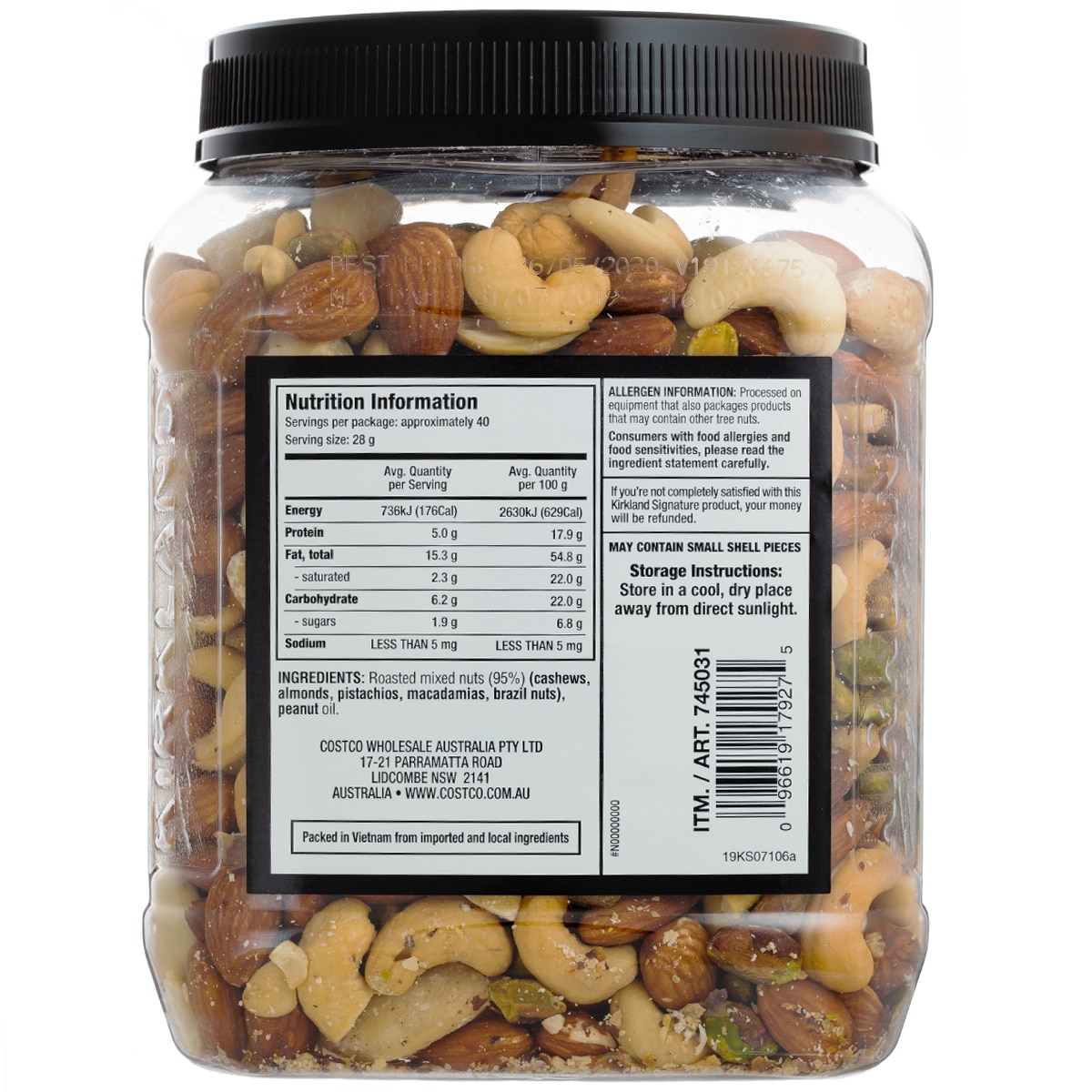 Kirkland Signature Unsalted Mix Nuts 1.13kg