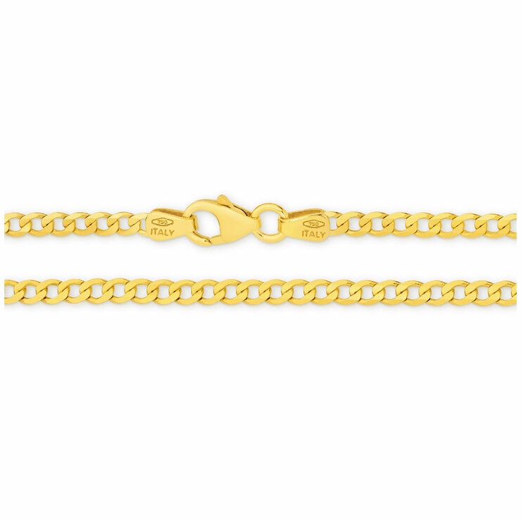 18KT Yellow Gold Diamond Cut Flat Curb Chain