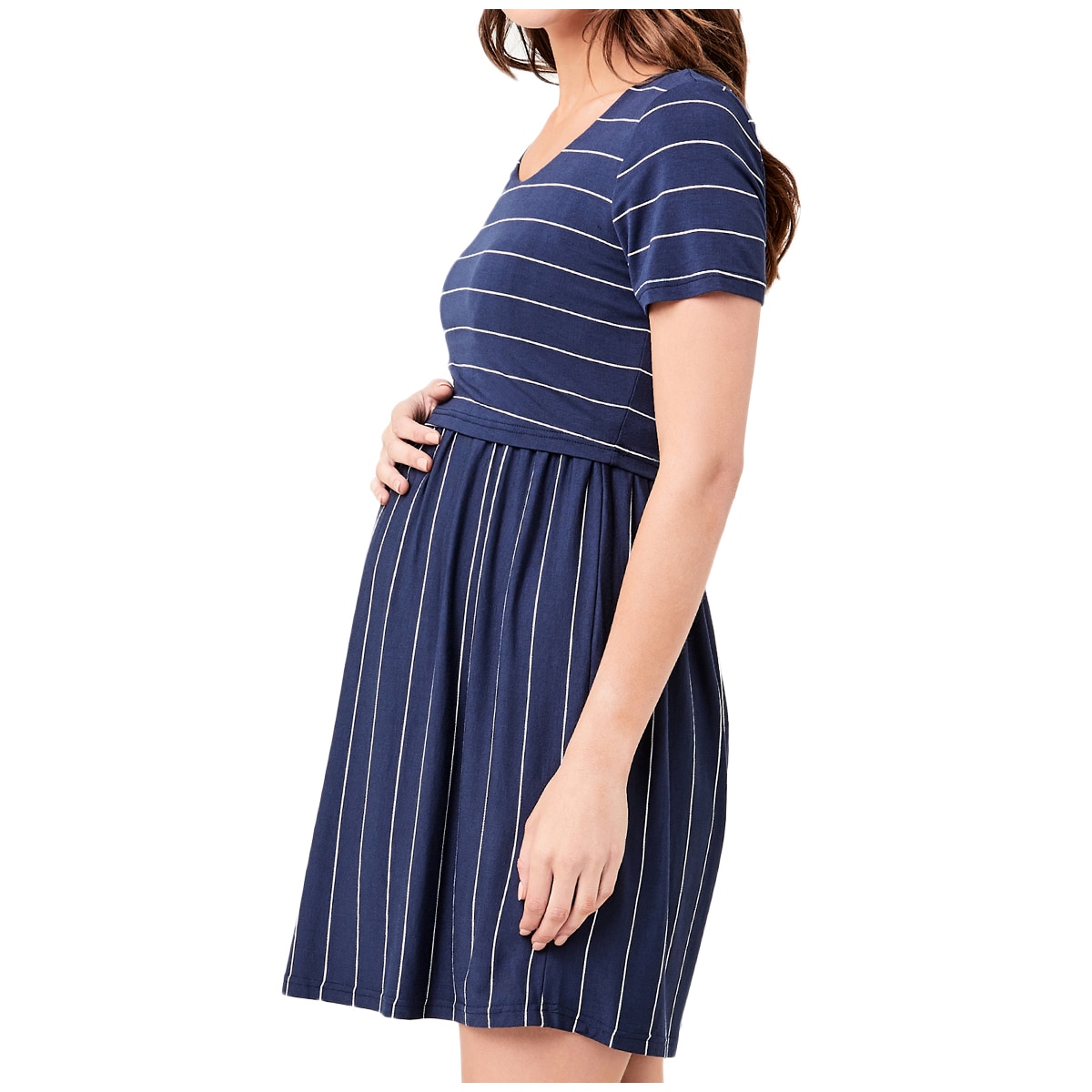 Ripe Maternity - Women's Nursing Dress - Indigo/White