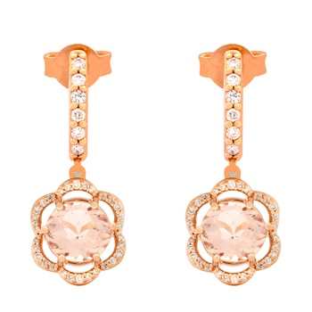14KT Rose Gold Morganite and Diamond Earrings