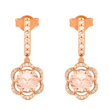 14KT Rose Gold Morganite And Diamond Earrings