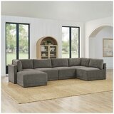 Thomasville 6PC Fabric Modular Sectional with Ottoman Grey