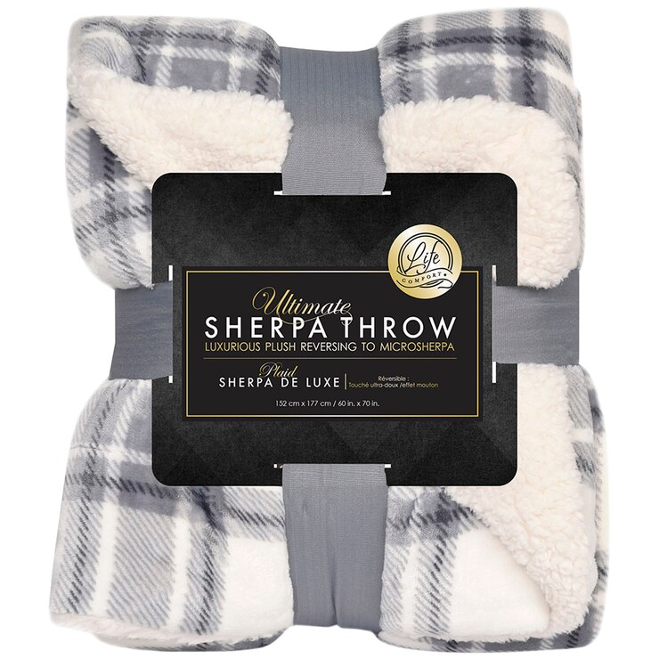 Life Comfort Ultimate Sherpa Throw Grey/White Costco Australia