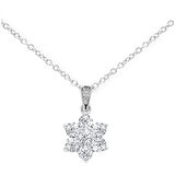 18KT White Gold 1ctw Round Diamond Nine Stone Cluster Pendant