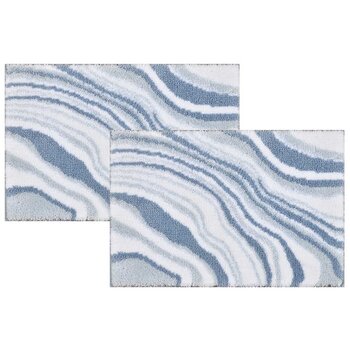 Riviera Homes Marble Print Bath Mat 2 Pack 40 x 60cm