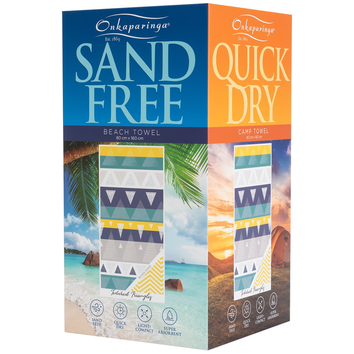 Onkaparinga Sand Free 4 in 1 towels - TRIANGLES