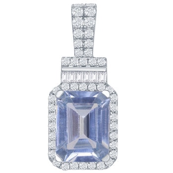 18KT White Gold 0.25ctw Diamond Aquamarine Pendant