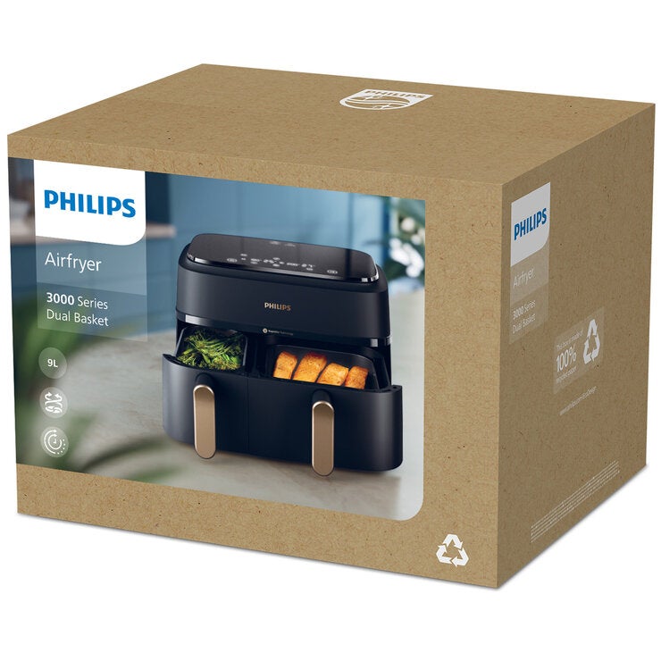 Philips 3000 Series 9L Dual Basket Air Fryer XXL Black NA352/00