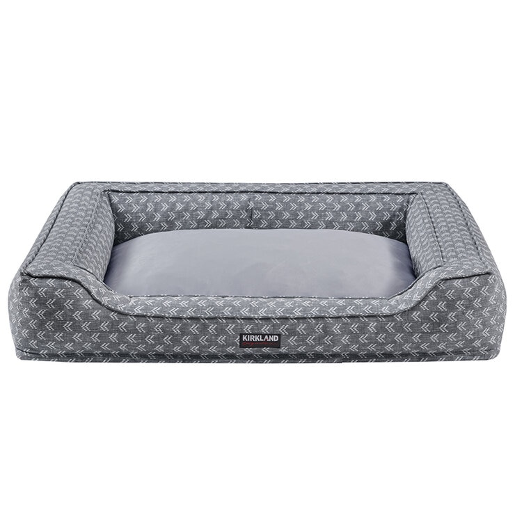 Kirkland Signature Bolster Cuddler Pet Bed Grey Print