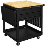 CSPS Tool Cart Rubber wood work Surface (68.6CM) 2 Drawer