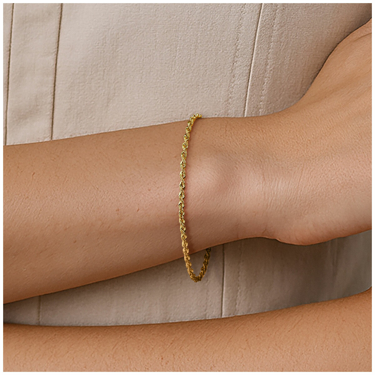 18KT Yellow Gold Hollow Rope Bracelet 2g