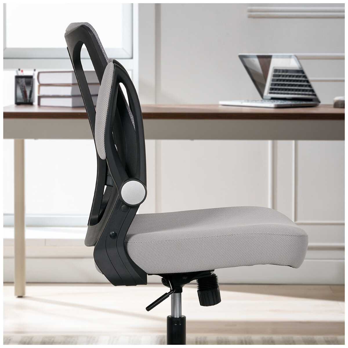 True Innovations Mesh Chair With Flip Up Arms Grey
