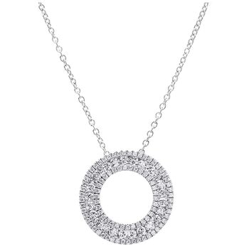 18KT White Gold 0.85ctw Diamond 3 Row Circle Pendant