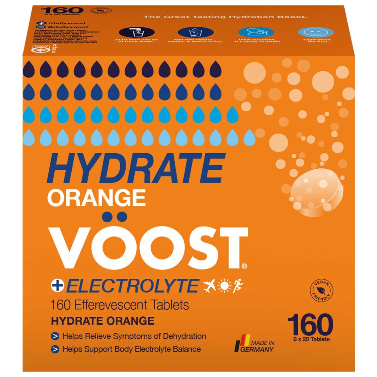Voost Hydrate 160 Effervescent Tablets Orange
