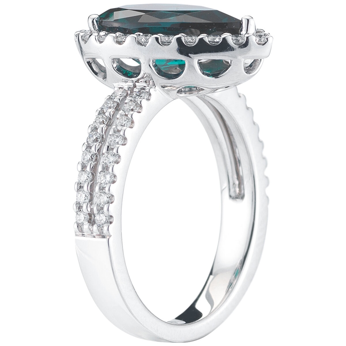 18KT White Gold 0.58ctw Diamond Lab Emerald Ring