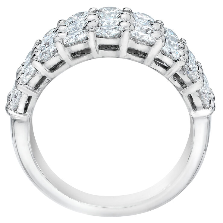 Platinum 3.00ctw Three Row Diamond Band
