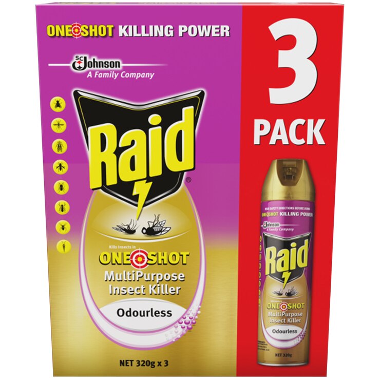 Raid One Shot Multipurpose Insect Killer Odourless 3 x 320g Costco