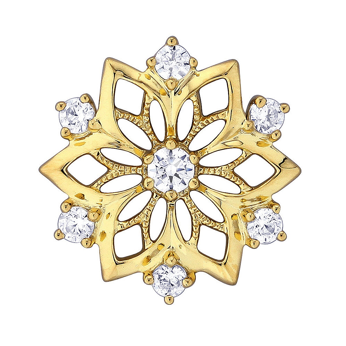 18KT Yellow Gold 0.25CTW Diamond Flower Pendant