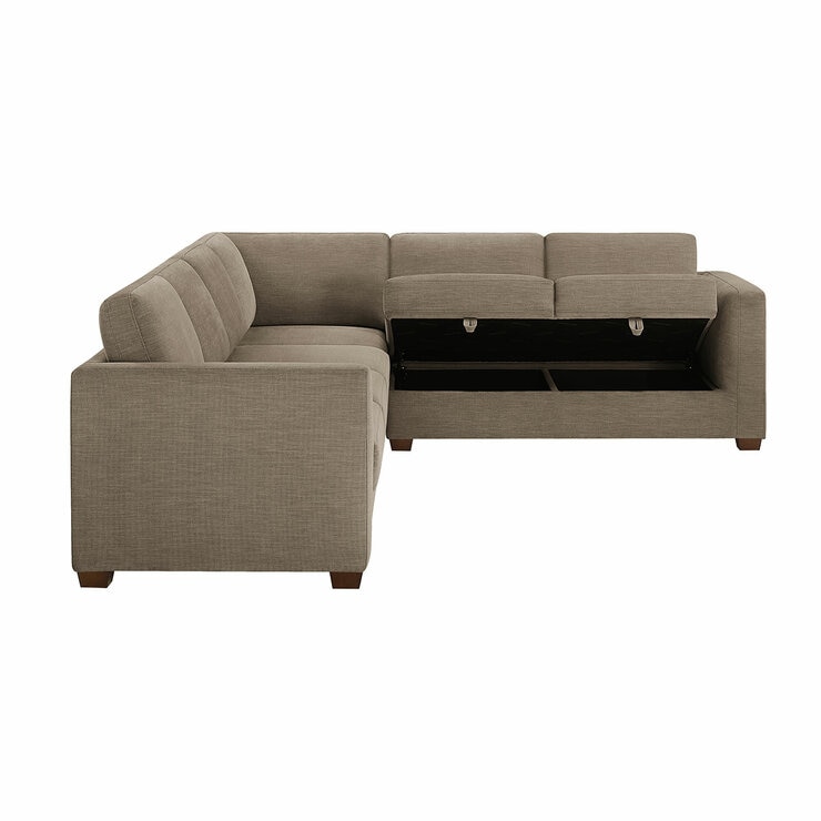 Thomasville Caler 3 Piece Fabric Sectional with Sleeper and Storage Seat