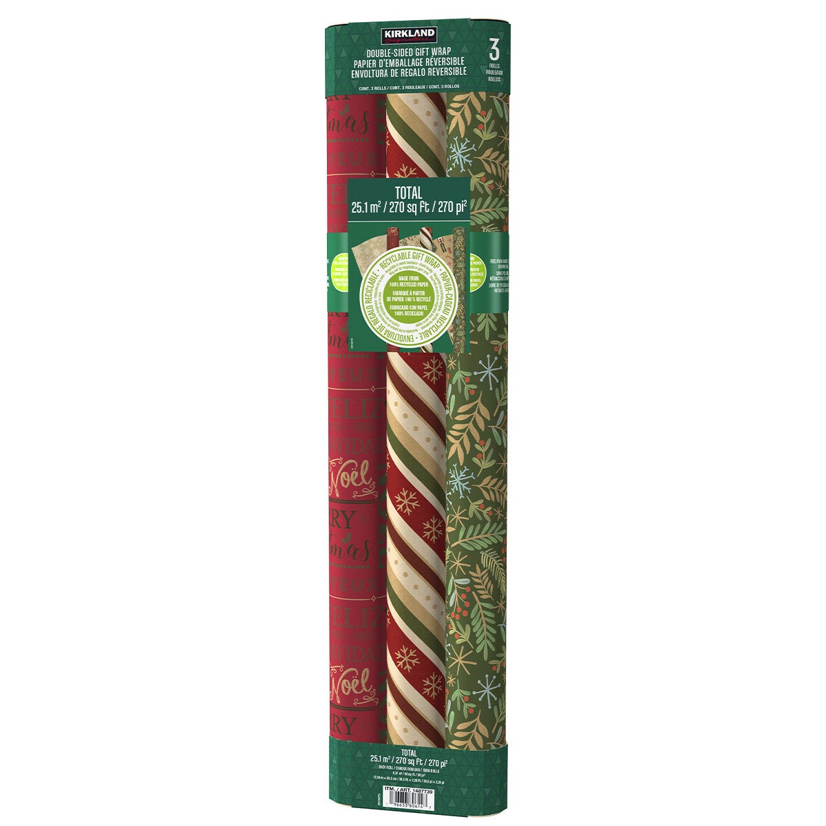Kirkland Signature Traditional Kraft Gift Wrap 3 Pack