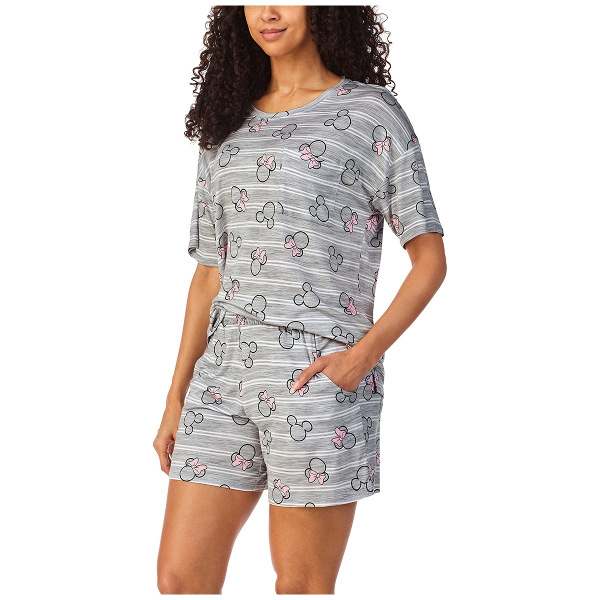 Mickey & Minnie Women's Pyjama Set 2 Piece - Grey