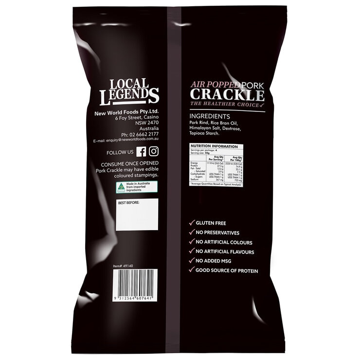 Local Legends Pork Crackle 200 gram Local Legends Pork Crackle 200 gram
