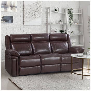 Valencia Charlie 3-Seater Leather Recliner Lounge Chocolate Colour